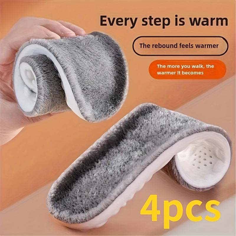 4pcs Winter Warm Plush Insoles for Women Men Thicken Thermal Shoe Pad Sports Inserts Soft Snow Boots Insole
