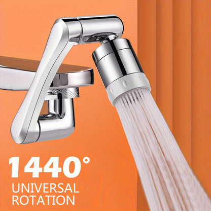 1pc 1080° Swivel Bathroom Faucet Nozzle, Silvery Design, Water-Saving, Suitable for Kitchen Faucet Extender, Washbasin Robotic Arm, Home Renovation Accessory, Fits RV Bathroom Faucet