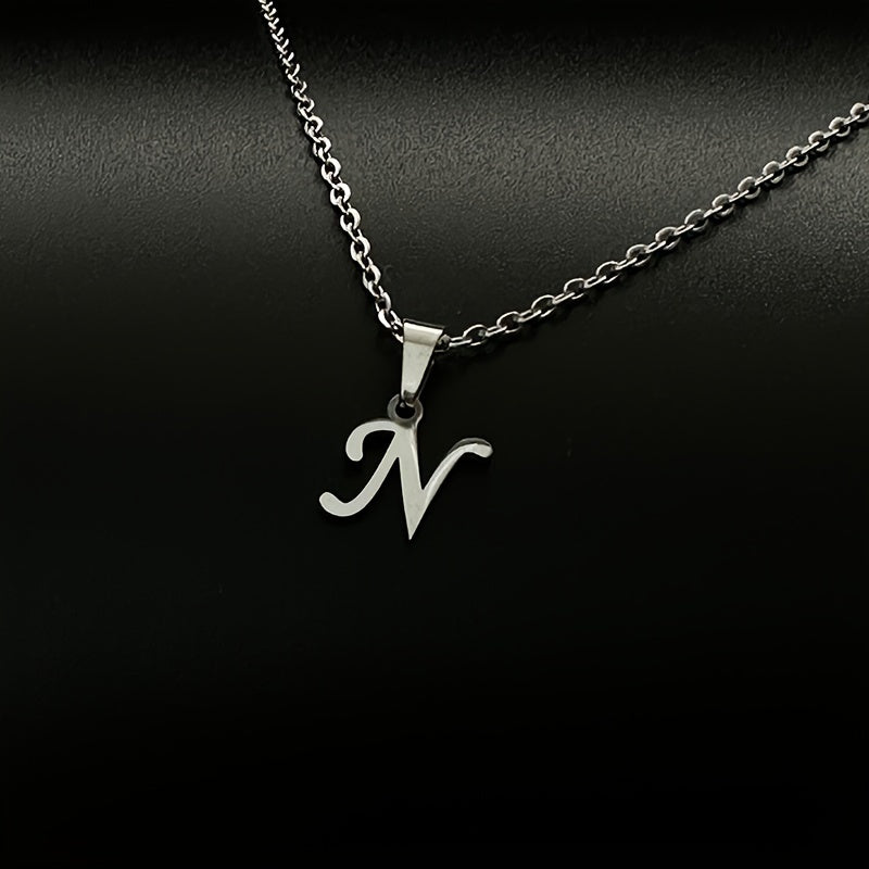 Stainless Steel Minimalist 26 Letter Pendant Necklace Unisex Gift