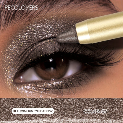 [12 Colors Glitter Shimmer] Pearlescent Eyeshadow Pencil 12 Colors Lasting Glitter Shimmer Eye Highlighter Purple Eyeliner Stick Makeup Tool