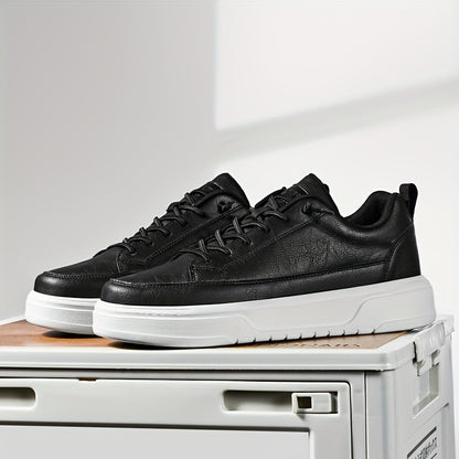 Men's Shoes, Business & Casual Low-Top Sneakers for Men - Solid Color Versatile Casual Platform Lace-Up Shoes for Daily Commuting, Fashionable, Simple, and Trendy Men's Shoes