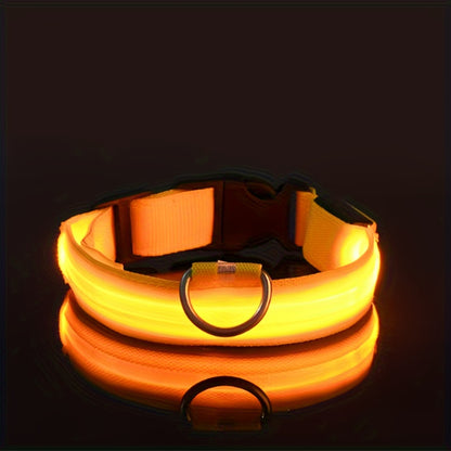 [LED Dog Collar] Battery LED nylon pet dog collar Dog light fluorescent collar pet supplies twinkle and glow at night