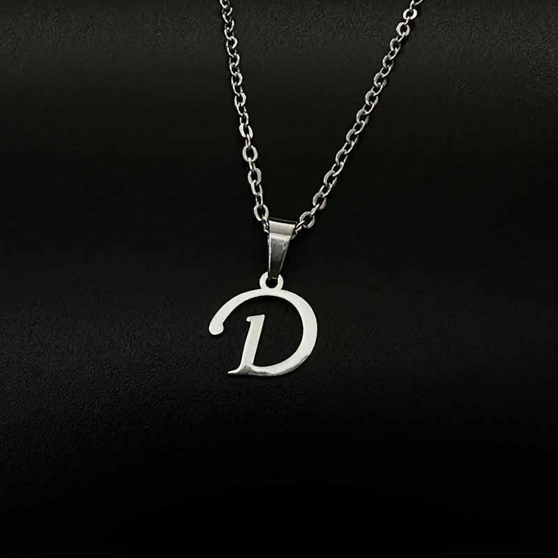 Stainless Steel Minimalist 26 Letter Pendant Necklace Unisex Gift