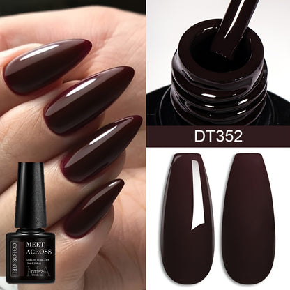 [Rich Wine Red Gel Nail Polish] 1 Container MEET ACROSS Rich Wine Red Gel Nail Polish - /LED Lamp Curable, -Lasting, Color for DIY Nail Art Suitable for Home & Salon Use, Glossy Gel Polish for /LED Lamp Users