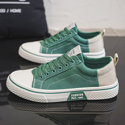 Men'S Casual sneakers - Stylish Blue And White Canvas Skate Shoes with Breathable Fabric Lining, Low-Top Lace-Up Design Suitable for All Seasons