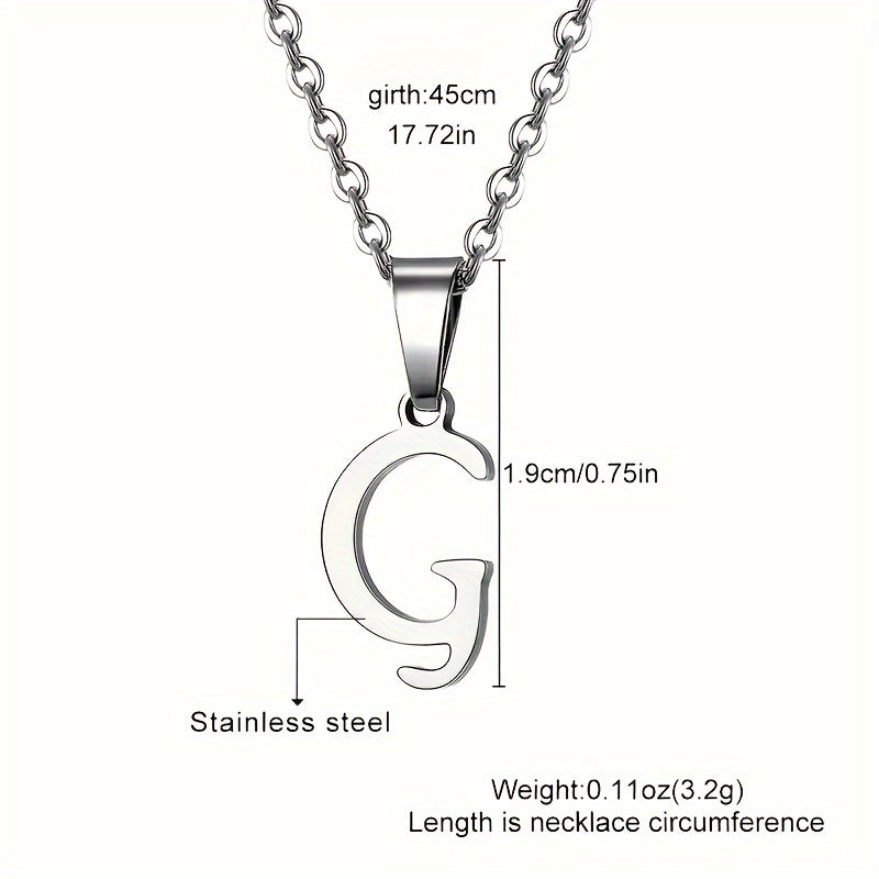 Stainless Steel Minimalist 26 Letter Pendant Necklace Unisex Gift