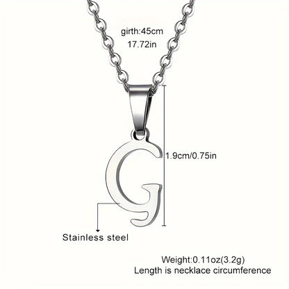 Stainless Steel Minimalist 26 Letter Pendant Necklace Unisex Gift