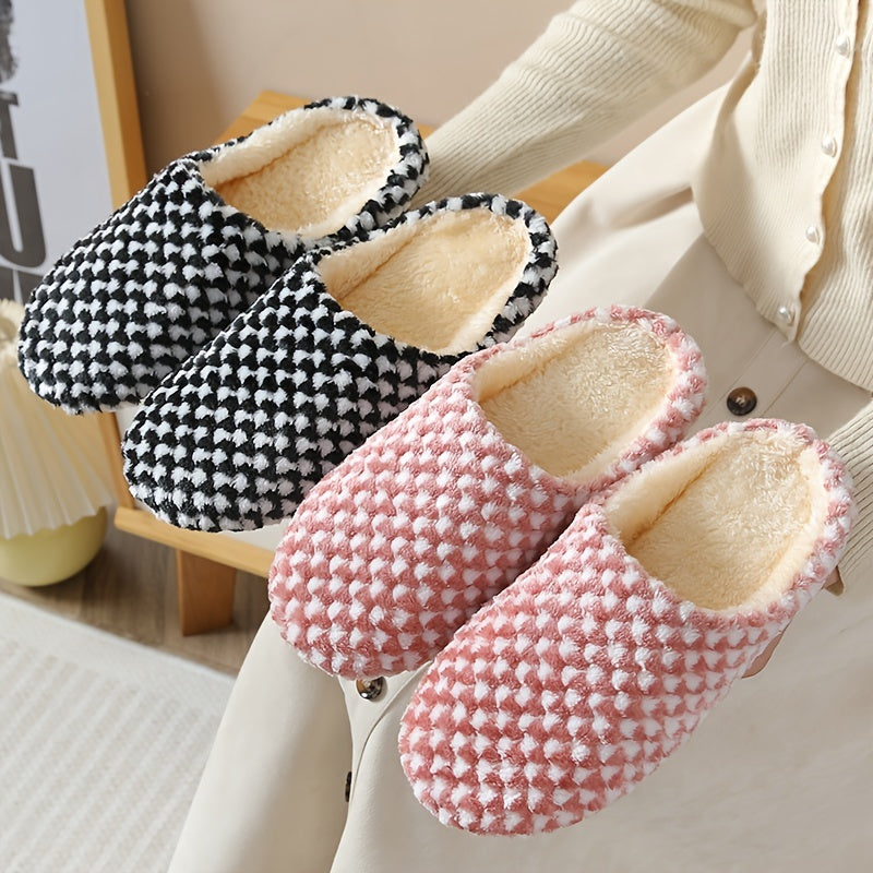 Women's Indoor Plush Lined Flat Slippers, Warm & Comfy Closed Toe Slides Shoes, House Non-slip Shoes