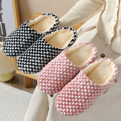 Women's Indoor Plush Lined Flat Slippers, Warm & Comfy Closed Toe Slides Shoes, House Non-slip Shoes