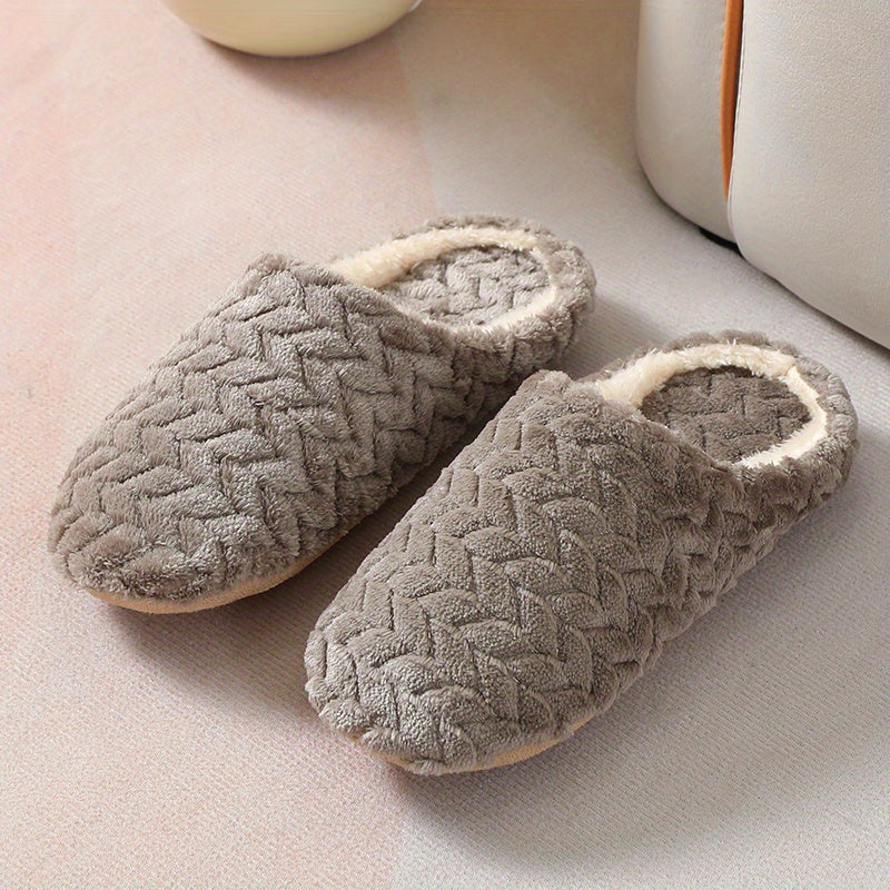 Women's Plush Indoor Slippers, Warm & Cozy Closed Toe Non Slip Shoes, Home Mute Slippers