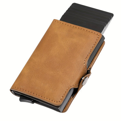 Carbon Fiber Card Clip Wallet Ultra-Thin Aluminum Pop-Up Bank Card Box Rfid-Proof Money Wallet Metal Aluminum Box Card Clip Wallet