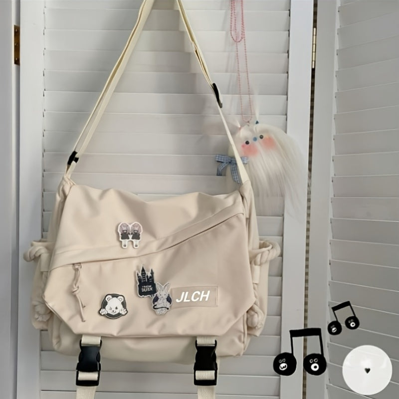 Women'S Nylon Casual Crossbody Messenger Bag - Features a Badge