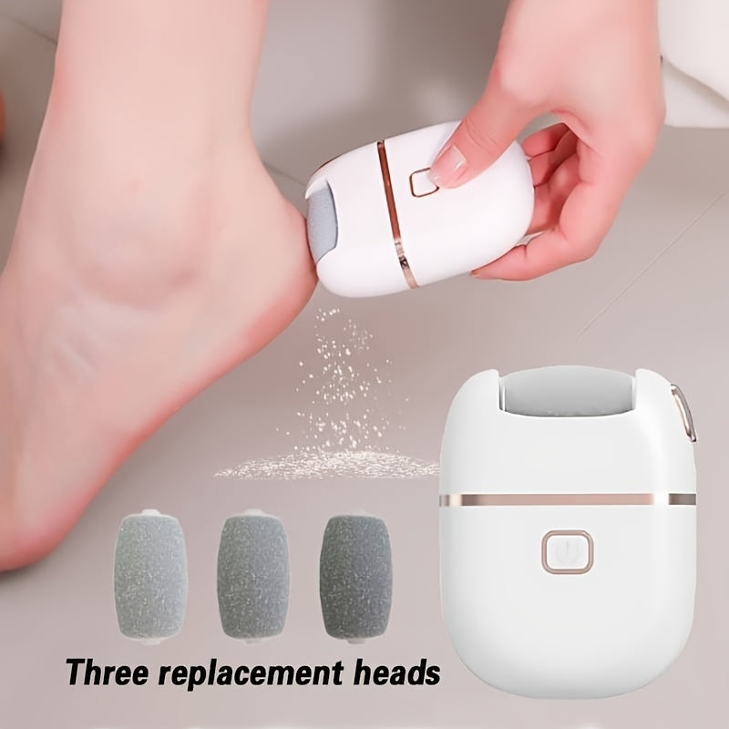1pc Rechargeable Electric Foot Grinder, with Three Replaceable Grinding Heads, Including a Thickness Grinding Head for Polishing Thick, Portable and Easy to Use, USB Charging