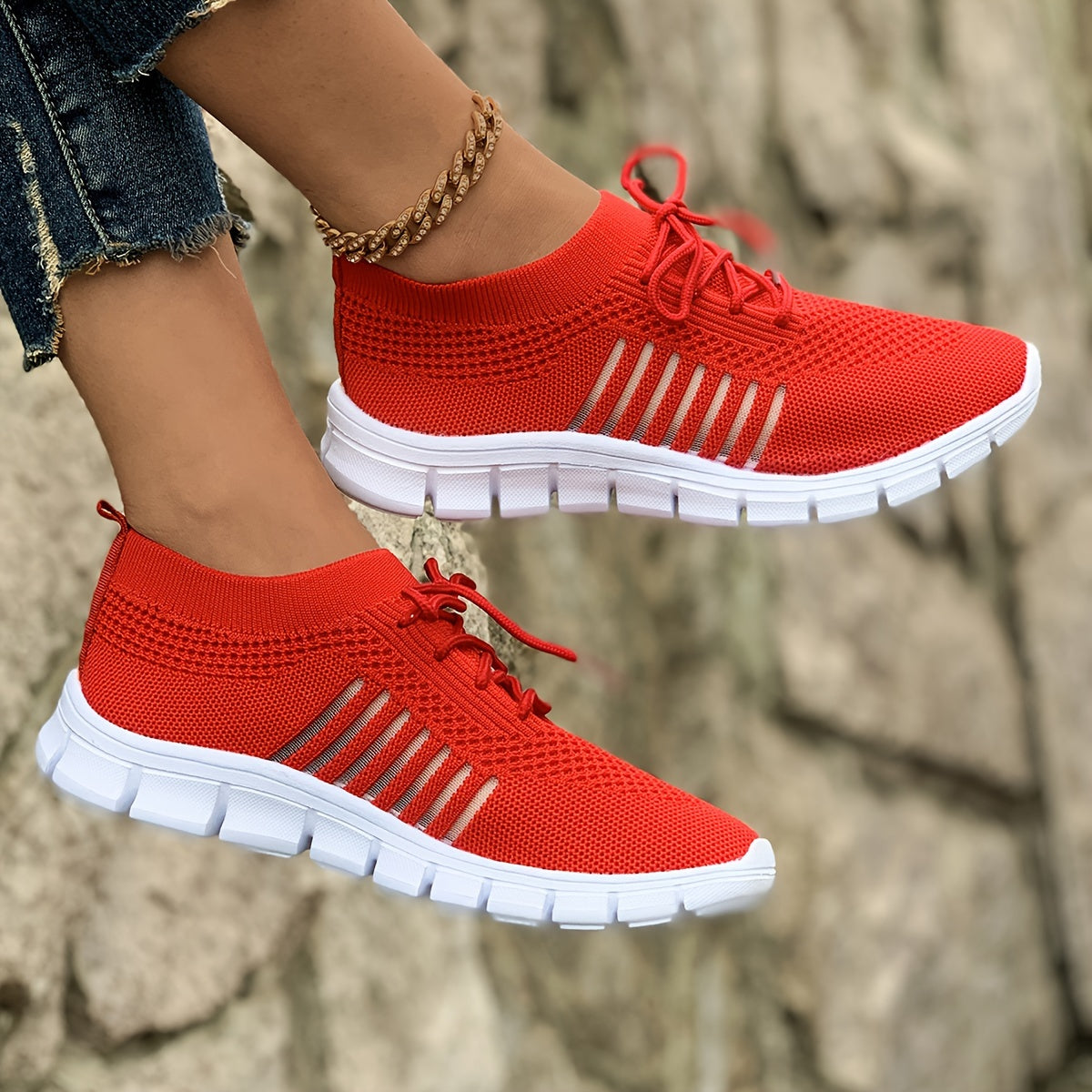 Flying Weave Casual Sneakers, Women Shoes