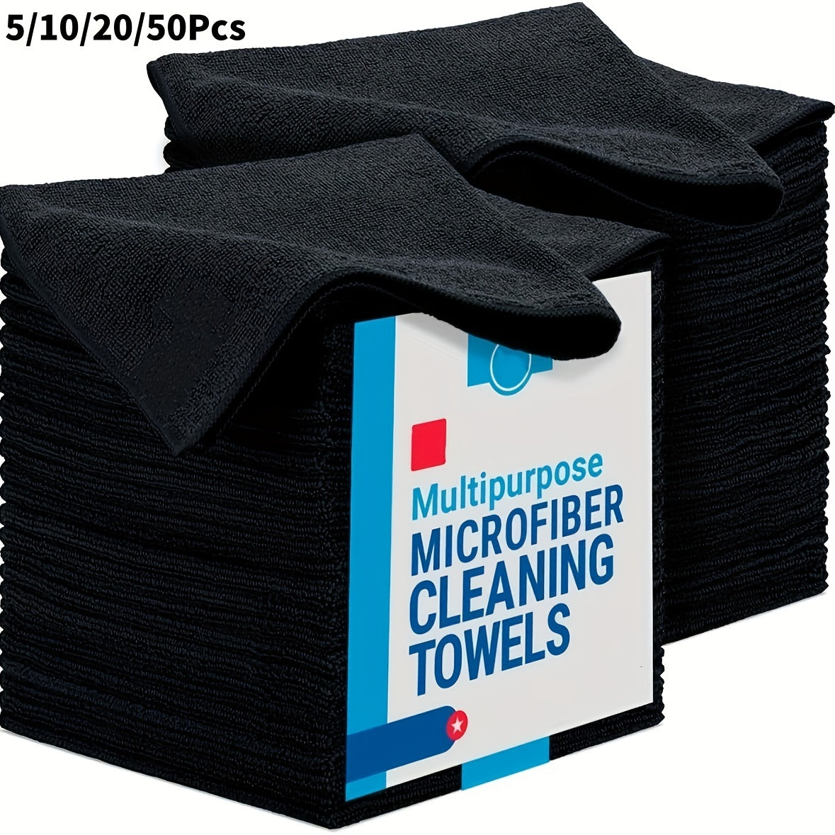 [Super Soft Quick-Drying] Pack of 5/10/20/50/100 Black Car Cleaning Cloths, Super Soft Quick-Drying Absorbent Scouring Pad Set