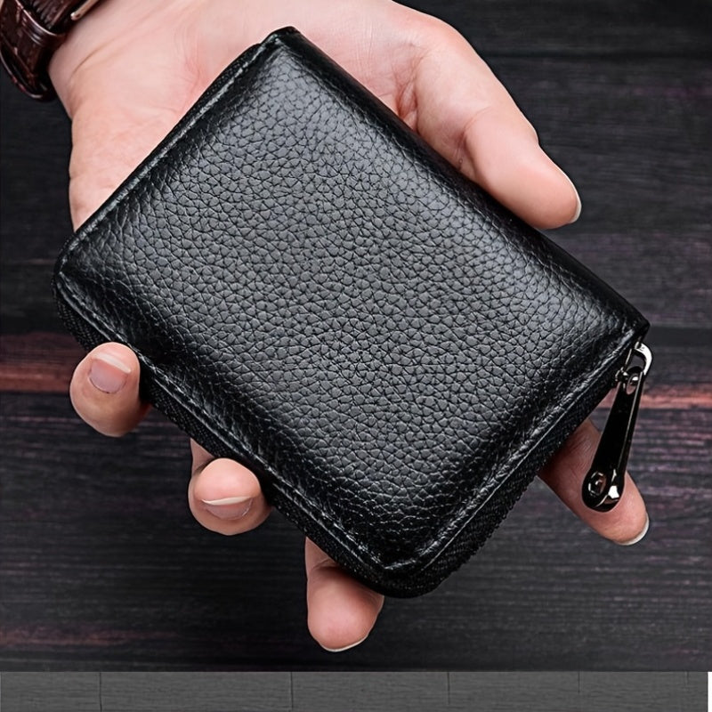[Stylish Men's Card Holder] Stylish Men's Card Holder | Zippered Pocket | Great Gift for Fathers, Christmas, Valentine's Day