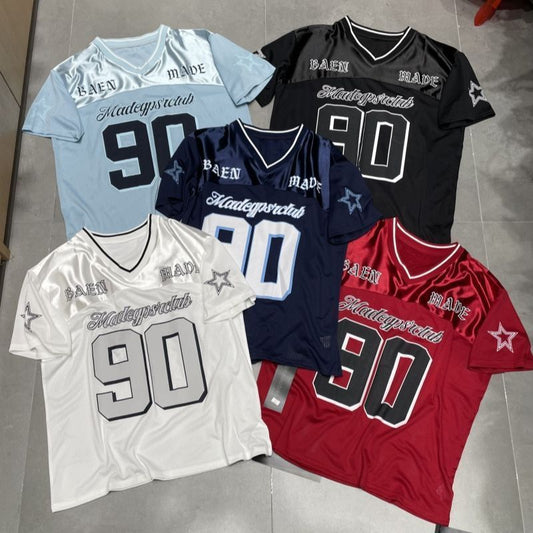 Sports patch mesh American jersey printing casual summer loose dry cool top T-shirt short sleeve day