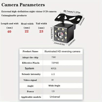 Car Rear View Camera Universal 4LED 8LED 12 LED Night Vision Reversing Automatic Parking Monitor CCD High-Definition Image