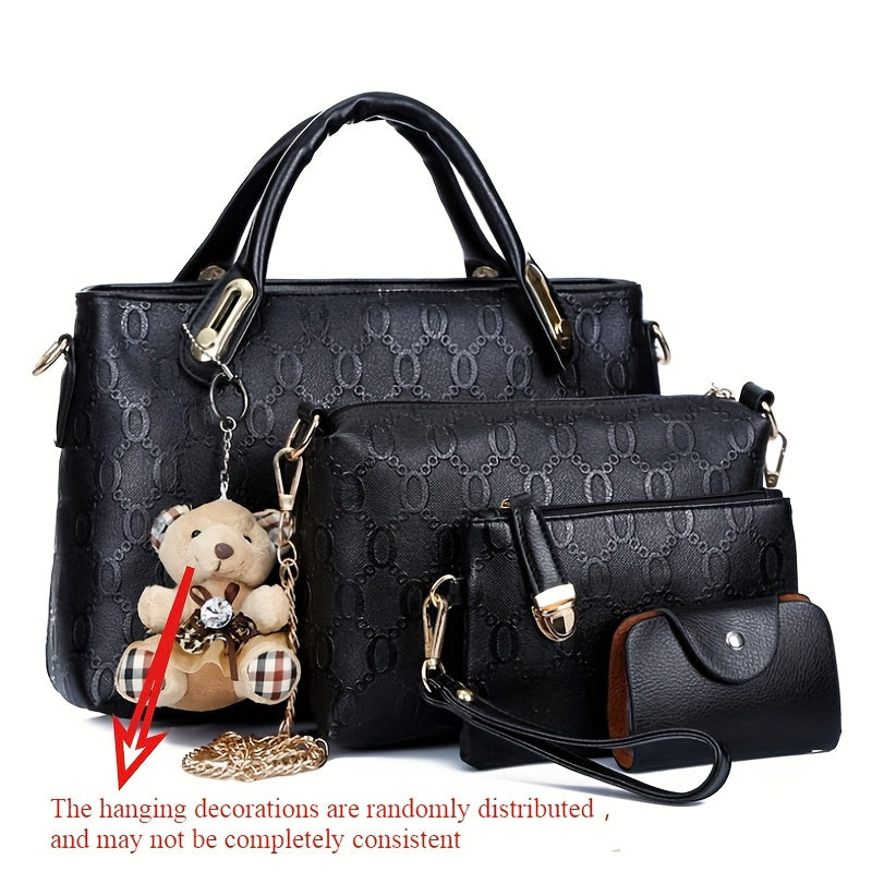 New Fashion Casual Bear Four-Piece Set: Shoulder, Crossbody, and Handbag for Women