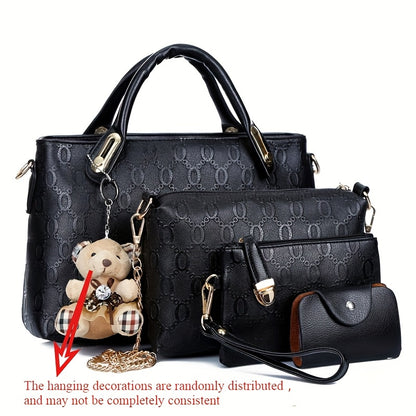 New Fashion Casual Bear Four-Piece Set: Shoulder, Crossbody, and Handbag for Women
