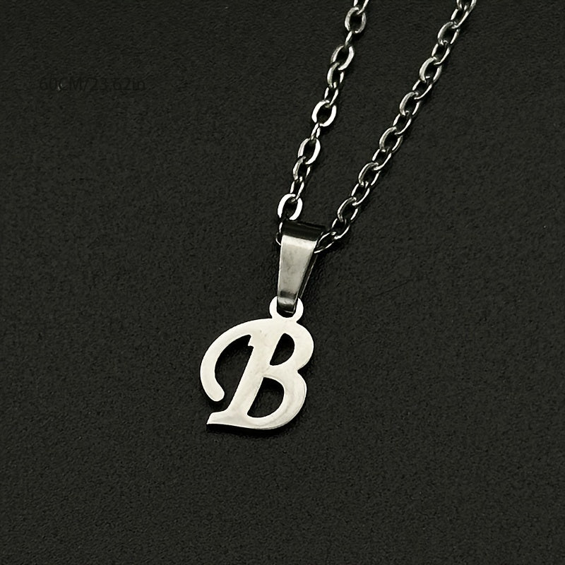 Stainless Steel Minimalist 26 Letter Pendant Necklace Unisex Gift