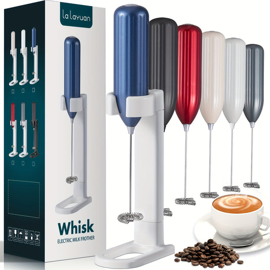 Lalayuan Strong Electric Milk Frother, Milk Foam Maker, Requires Batteries (Not Included) Stainless Steel Beverage Mixer, Portable Electric Whisk for Coffee, Latte, Cappuccino, Chocolate, Matcha Foam Creator, Mini Coffee Blender, Handheld Mixer