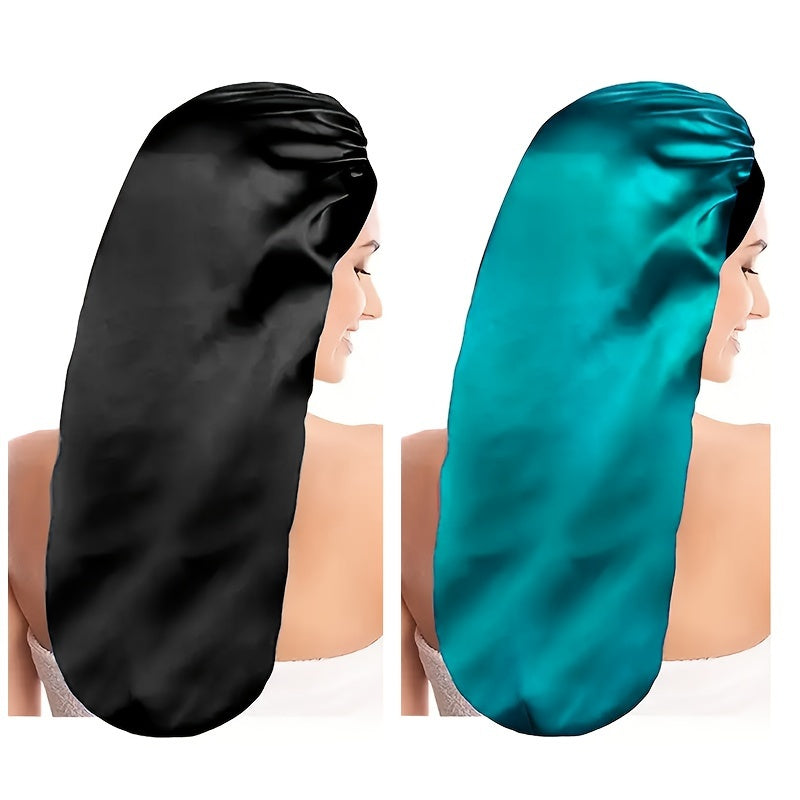 [1pc Satin Sleep Bonnet] 1pc Extra Large Satin Sleep Bonnet for Women - Long Hair Protection for Straight Curly Dreadlock And Braids, Night Cap - Bathroom Accessories