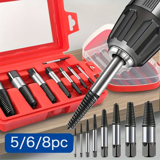 5, 6pcs Premium Screw Extractor Kit - Easily Remove Damaged Screws, Bolts, And Pipes - Essential Woodworking And Tools