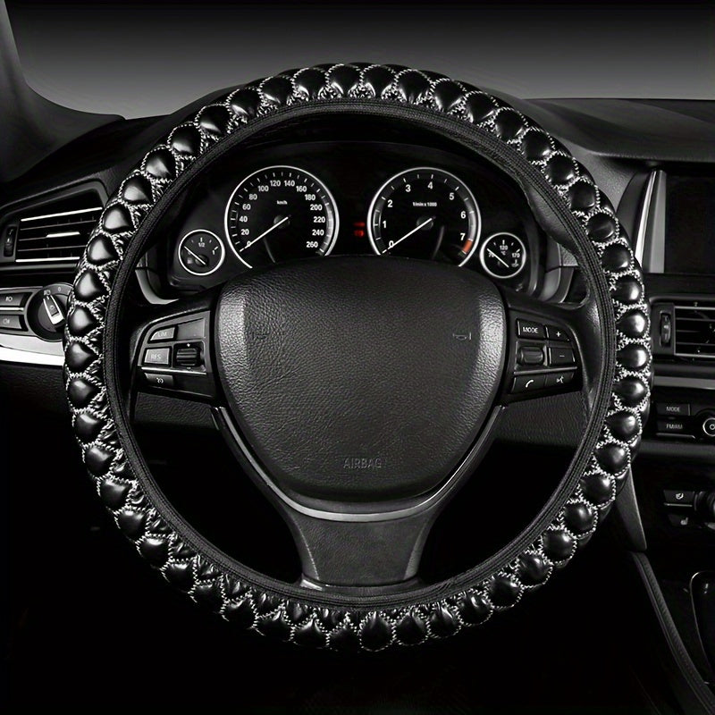 A Brand New Stylish Steering Wheel Cover, Featuring Embroidery Craftsmanship, Slip-Resistant And Durable, Classic And Comfortable