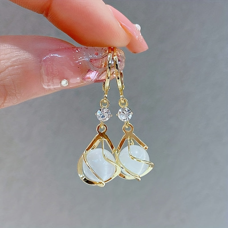 A Pair of Stylish Cat-Eye Stone Earrings for Sophisticated Women, Perfect for Everyday Wear
