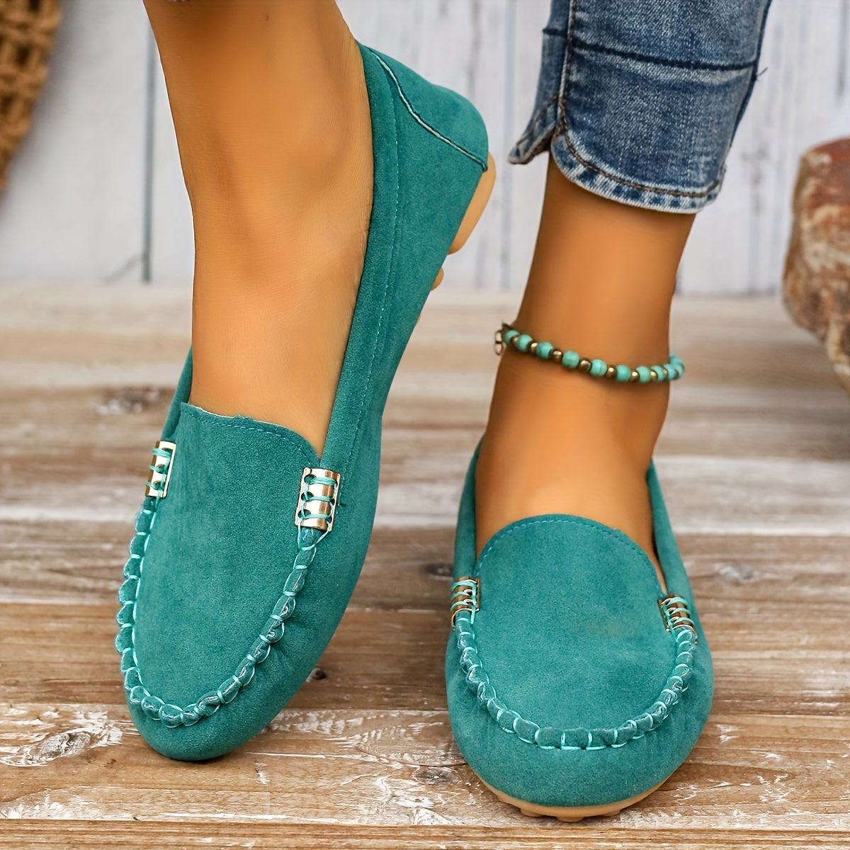 Metal Stitch Loafers, Women Shoes