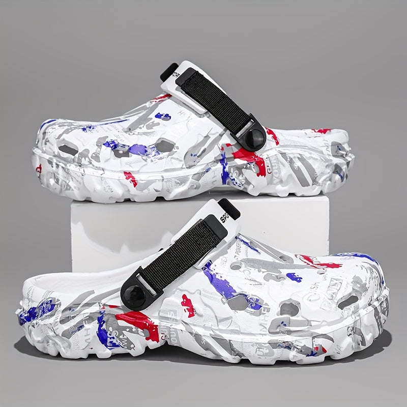 Trendy Men'S Anti-Slip, Wear-Resistant, Lightweight, Breathable Hole Shoes, Closed-Toe Beach Sandals