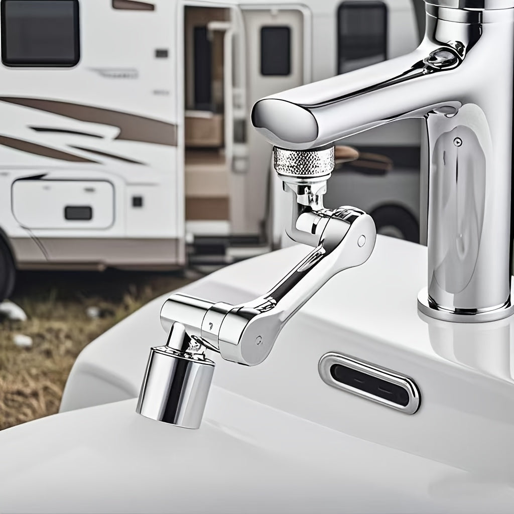 1pc 1080° Swivel Bathroom Faucet Nozzle, Silvery Design, Water-Saving, Suitable for Kitchen Faucet Extender, Washbasin Robotic Arm, Home Renovation Accessory, Fits RV Bathroom Faucet