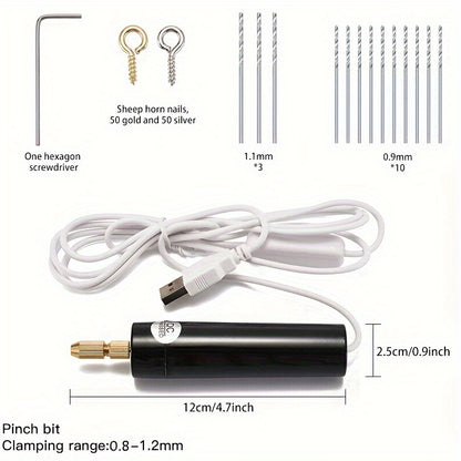 [Mini Electric Drill Bits Kit] 5pcs/115pcs Mini Electric Drill Handheld Drill Bits Kit Epoxy Resin Jewelry Making Wood Craft Tools 5V USB Plug Screwdriver Tool Kit