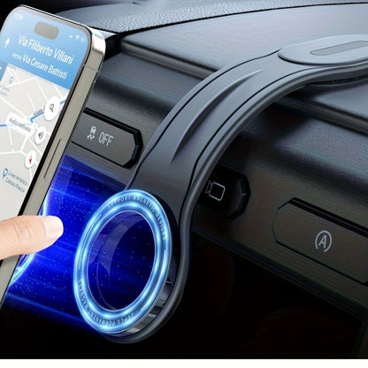 This Magnetic Car Phone Holder Features a Detachable And Flexible Aluminum Arm, Designed for Use on Car Dashboards