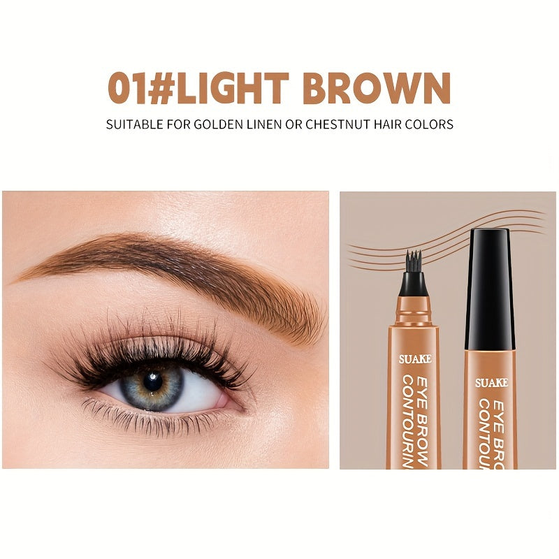 Water-Resistant Eyebrow Pen, Microblading Pencil Featuring a Four-Pronged Tip for Naturally Styled Brows (Available in Five Shades)