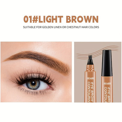 Water-Resistant Eyebrow Pen, Microblading Pencil Featuring a Four-Pronged Tip for Naturally Styled Brows (Available in Five Shades)