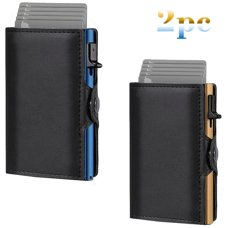 Carbon Fiber Card Clip Wallet Ultra-Thin Aluminum Pop-Up Bank Card Box Rfid-Proof Money Wallet Metal Aluminum Box Card Clip Wallet