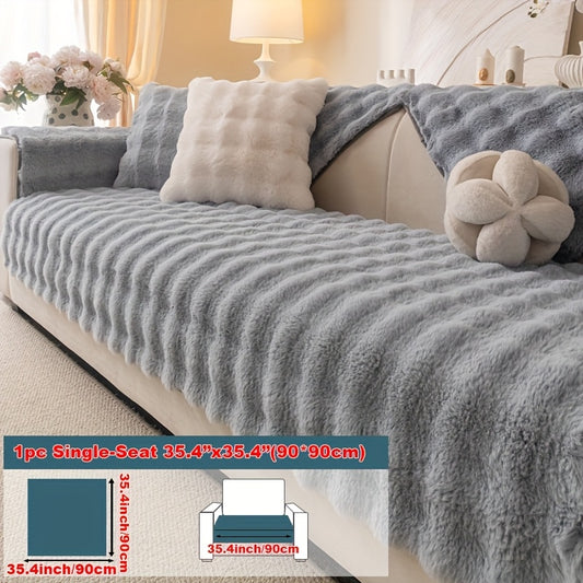 1pc Faux Rabbit Plush Sofa Cushion - Winter Warm Thickened Soft and Cozy Non-Slip Furniture Protector for Living Room, Bedroom, and Office