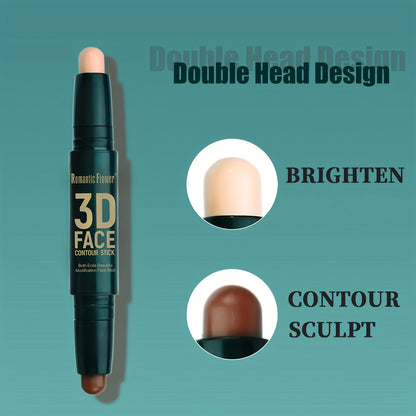 [3D Face | Contour] Waterproof Long Lasting 3D Face Double Head Contour Stick, Highlights&Contour&Concealer | with Plant Squalane