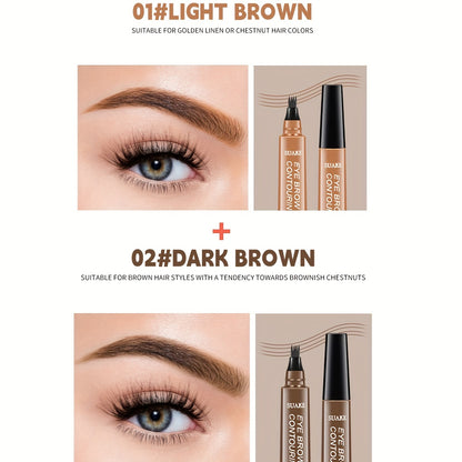 Water-Resistant Eyebrow Pen, Microblading Pencil Featuring a Four-Pronged Tip for Naturally Styled Brows (Available in Five Shades)