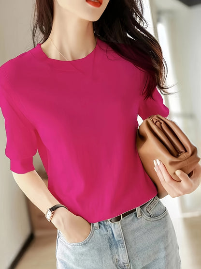 Pullover Short Sleeve Ice Fiber Fabric Soft Comfortable Versatile Simple