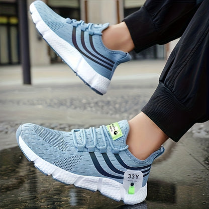 New Popcorn Sole Men's Shoe High Elasticity Flying Weaving Mesh Surface Ultra Light Running Shoe Thin Mesh Sports Shoe