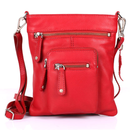 Karla Hanson Women's Leather Mini Cross-body Bag, Adjustable Strap Multi-Pocket Shoulder Bag