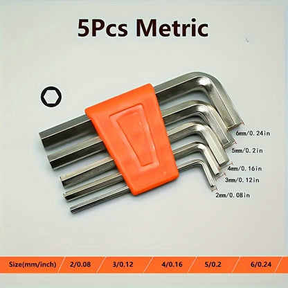 5-/8pcs Metric Hex Key Wrench Set, Metal Hex Key Screwdriver Tool, Suitable for Bike Rack and  Removal, Compact L-Shaped Hand Tool with 90° Right Angle Bend, Multiple Sizes 2mm-6mm