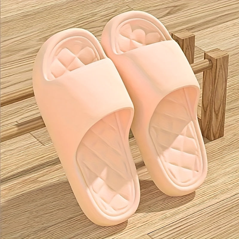 Women's Indoor Slippers for Summer, Solid Color, Non-Slip, Thick Sole, Simple House Slides for Home and Bathroom Use, Women Shoes