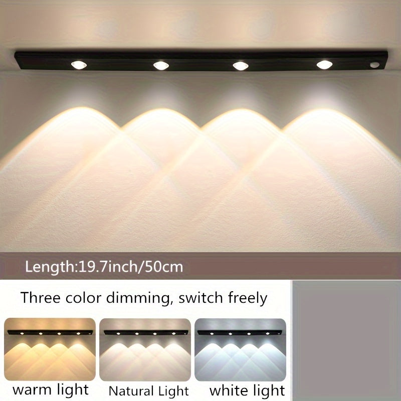 [LED Sensor Strip Light] Modern LED Human Body Sensor Strip Light, Wireless Rechargeable Magnetic Tape, Suitable for Shoe Cabinets, Display Cabinets, Wardrobes, Cabinets, No Wiring Needed