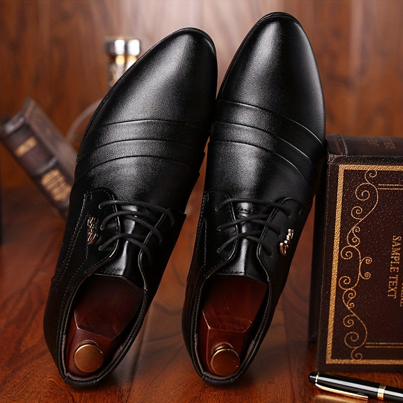 Men's Dress Shoes, New Style Elegant Men's Shoes, Casual Shoes, British Loafers, Pointed Toe Dress Shoes, Lace-Up Men's Gift, Low-Top Plus Size Men's Black Shoes