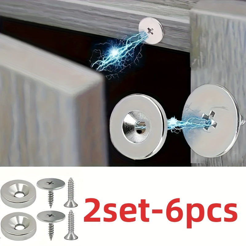 18/12/6pcs Metal Magnetic Catch for Cabinet Door Hidden Closing - Suitable for Various Materials, Kitchen Glass Doors, and Furniture Cabinets