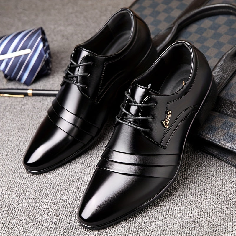Men's Dress Shoes, New Style Elegant Men's Shoes, Casual Shoes, British Loafers, Pointed Toe Dress Shoes, Lace-Up Men's Gift, Low-Top Plus Size Men's Black Shoes